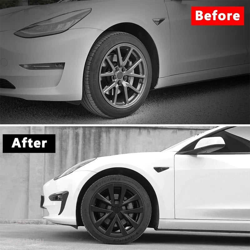 Tesla 3 18" Full Rim Silver & Black Arachnid Sport Style Wheel Covers -TESLARY.IE Tesla Shop Europe