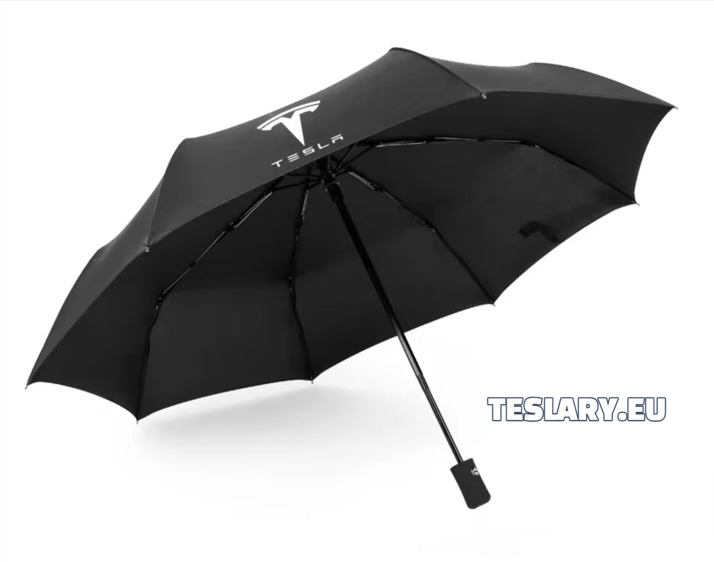 Black Wind & Rain Resistant Umbrella with Tesla Logo