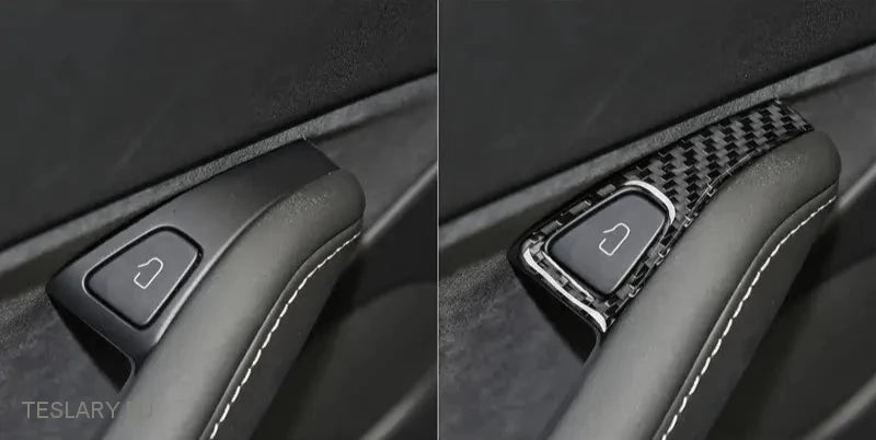 Tesla Model 3 / Y Door Lock Carbon Fiber Style Trim Covers Interior