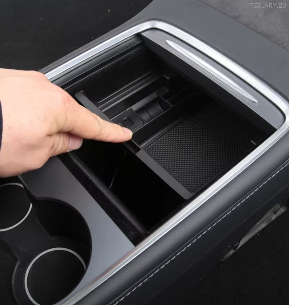 Tesla Model 3 / Y Centre Console Front Organiser with USB Ports and Spring Return