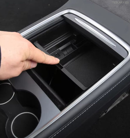 Tesla Model 3 / Y Centre Console Front Organiser with USB Ports and Spring Return