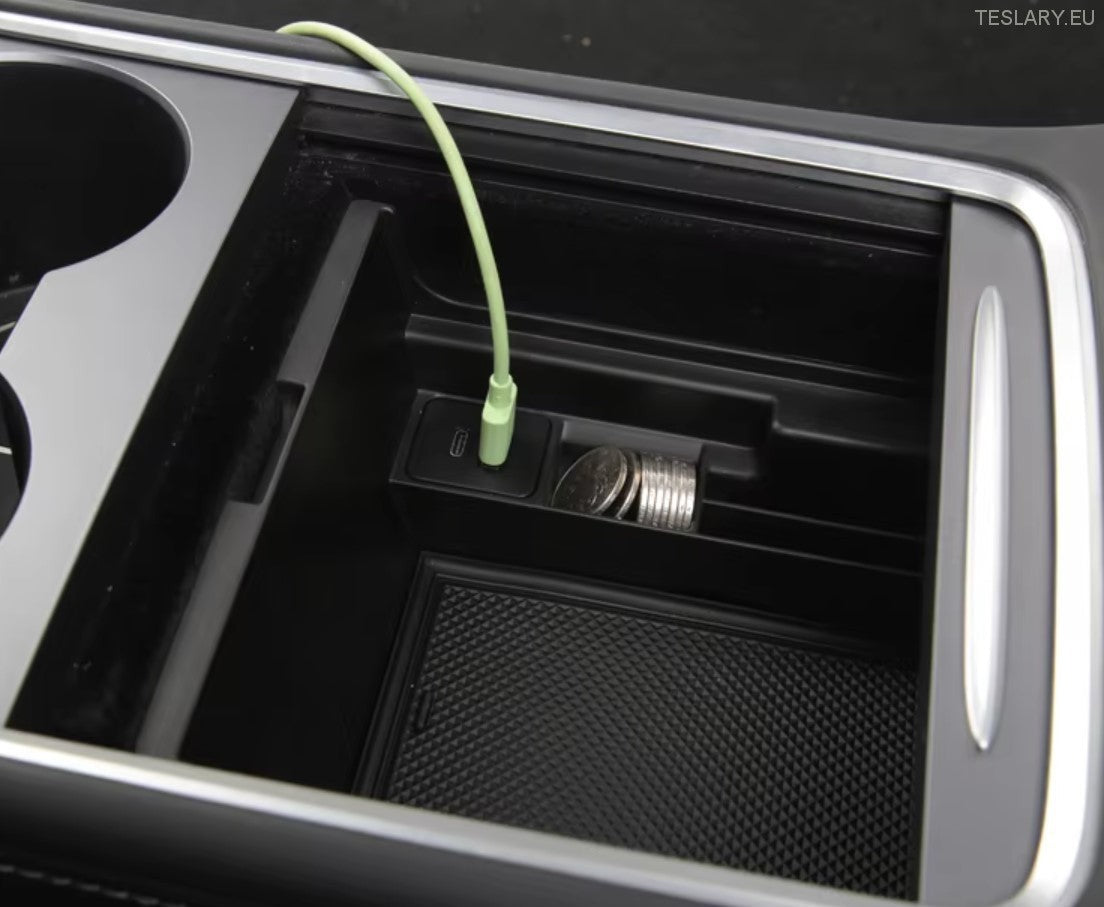 Tesla Model 3 / Y Centre Console Front Organiser with USB Ports and Spring Return