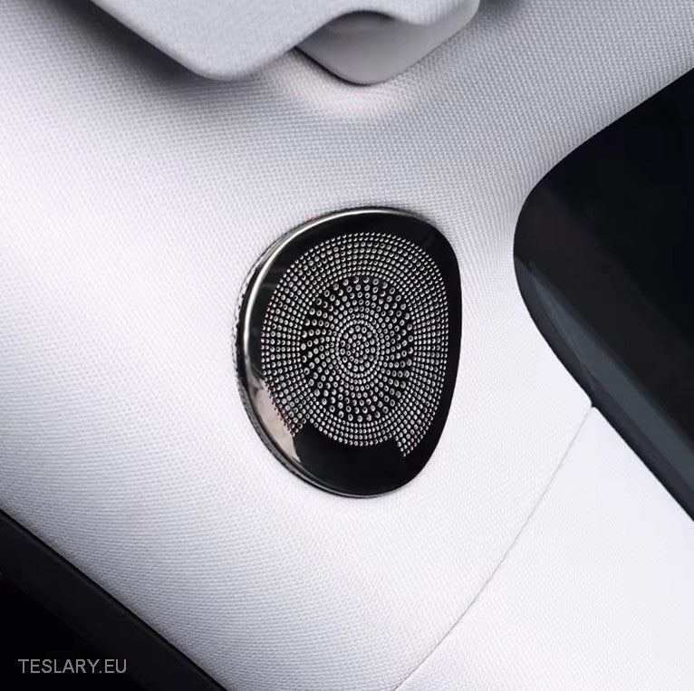 Tesla 3/Y Interior Front Circular Speaker Cover Silver ( PAIR ) -TESLARY.IE Tesla Shop Europe