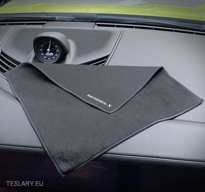 Microfibre Towel with Tesla Model Logo -TESLARY.IE Tesla Shop Europe