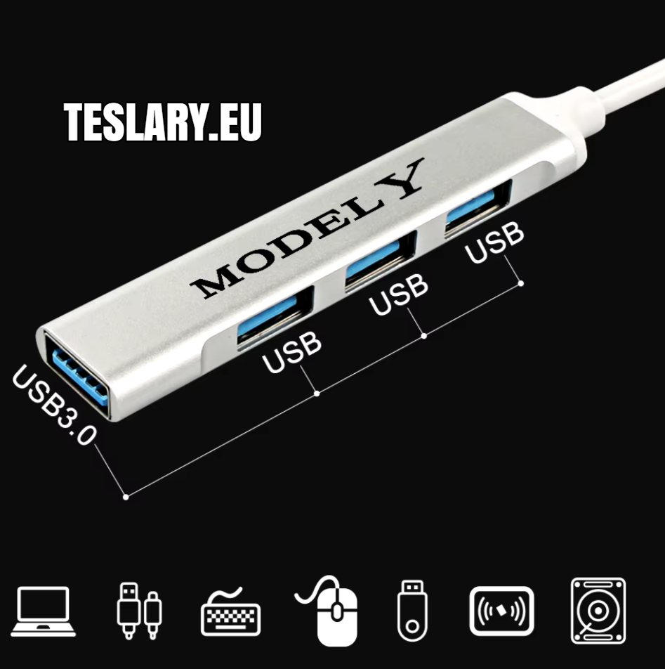 Tesla 3 Y S X USB Docking Station / HUB LHD or RHD Logo