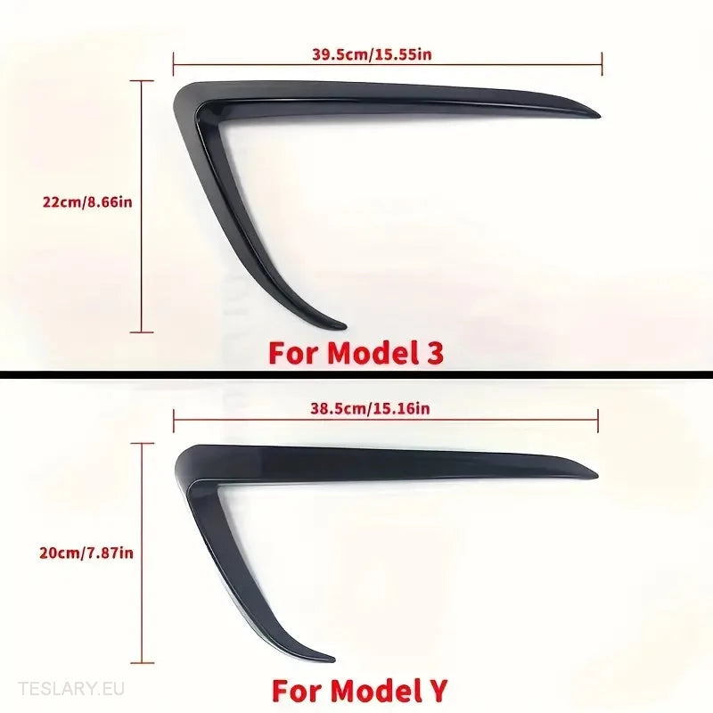 Tesla Model  3 / Y  Fog Lights Wind Splitter In Carbon and Black -TESLARY.IE Tesla Shop Europe