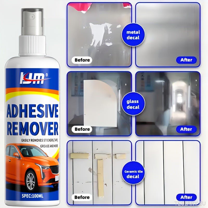 Adhesive Remover Spray - Fast Removal of Stubborn Residue, Ideal for Car Windows & Paint - Portable Spray Kit with Glue Spatula, Easy to Use, Sticker Removal | Fast Acting Remover | Portable Spray Can, Adhesive Remover - TESLARY Tesla Shop Accessories Europe Nederlands Dublin Cork Ireland Deutschland Espana Alicante France Italia