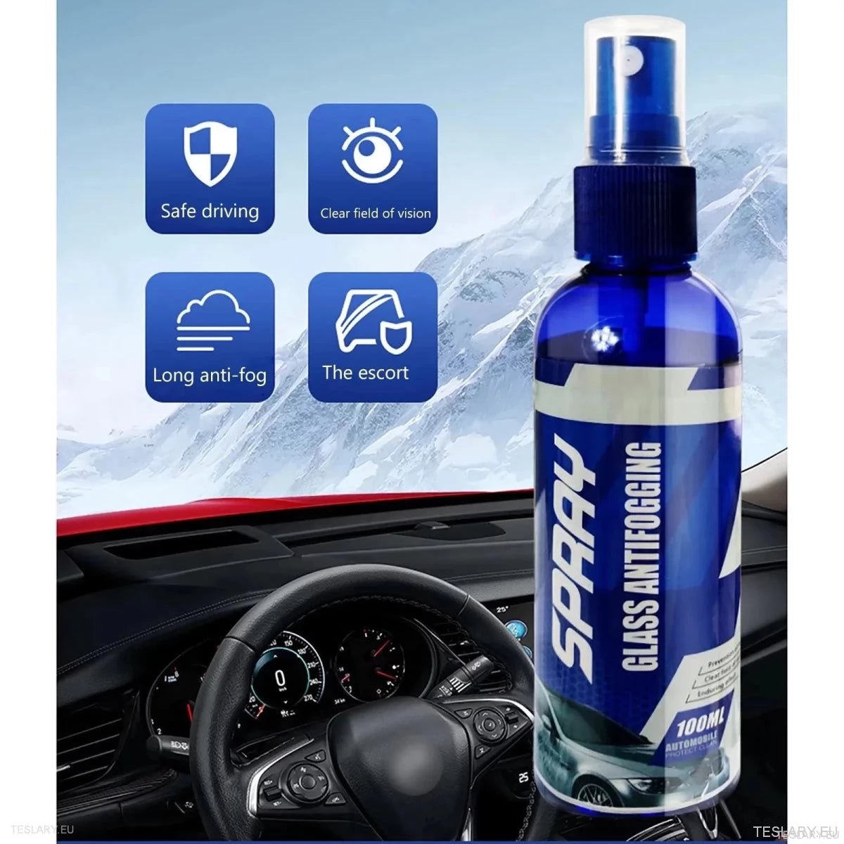 Anti Fogging Glass Spray 100ml For EVs Including Tesla , BYD , Kia , MG & More - TESLARY Tesla Shop Accessories Europe Nederlands Ireland Deutschland Espana Alicante France Italia