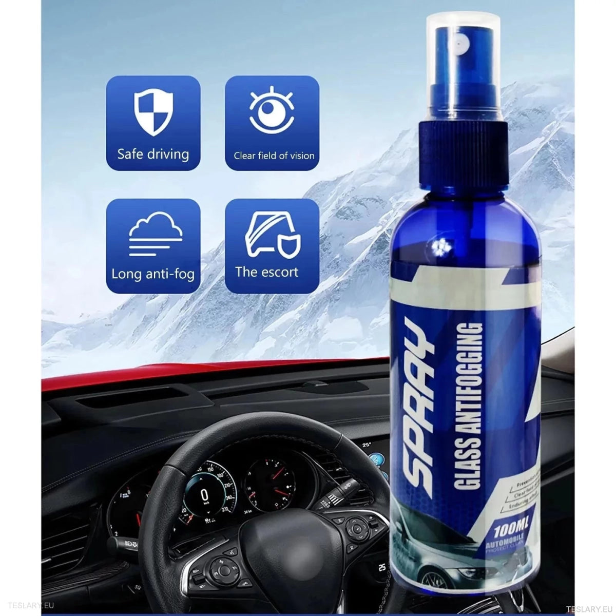 Anti Fogging Glass Spray 100ml For EVs Including Tesla , BYD , Kia , MG & More - TESLARY Tesla Shop Accessories Europe Nederlands Ireland Deutschland Espana Alicante France Italia