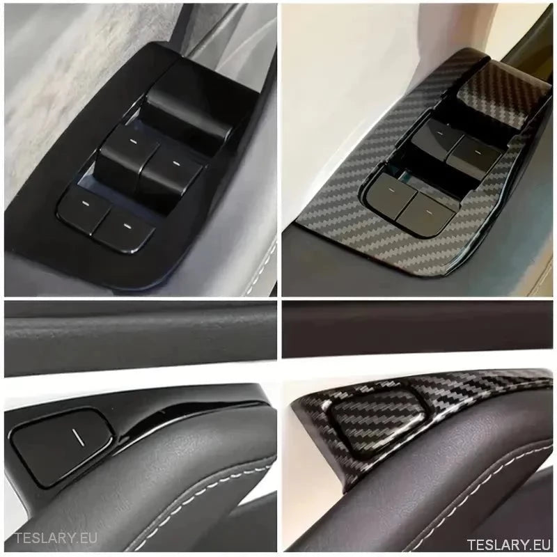 Carbon Fiber Electric Window Trim Pieces for Tesla Model 3 & Y ( LHD ) - TESLARY Tesla Shop Accessories Europe Nederlands Ireland Deutschland Espana Alicante France Italia