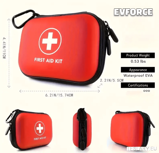 Compact Emergency First Aid Kit ( 91 PIeces ) for your Tesla , BYD , MG or Other EV - TESLARY Tesla Shop Accessories Europe Nederlands Dublin Cork Ireland Deutschland Espana Alicante France Italia