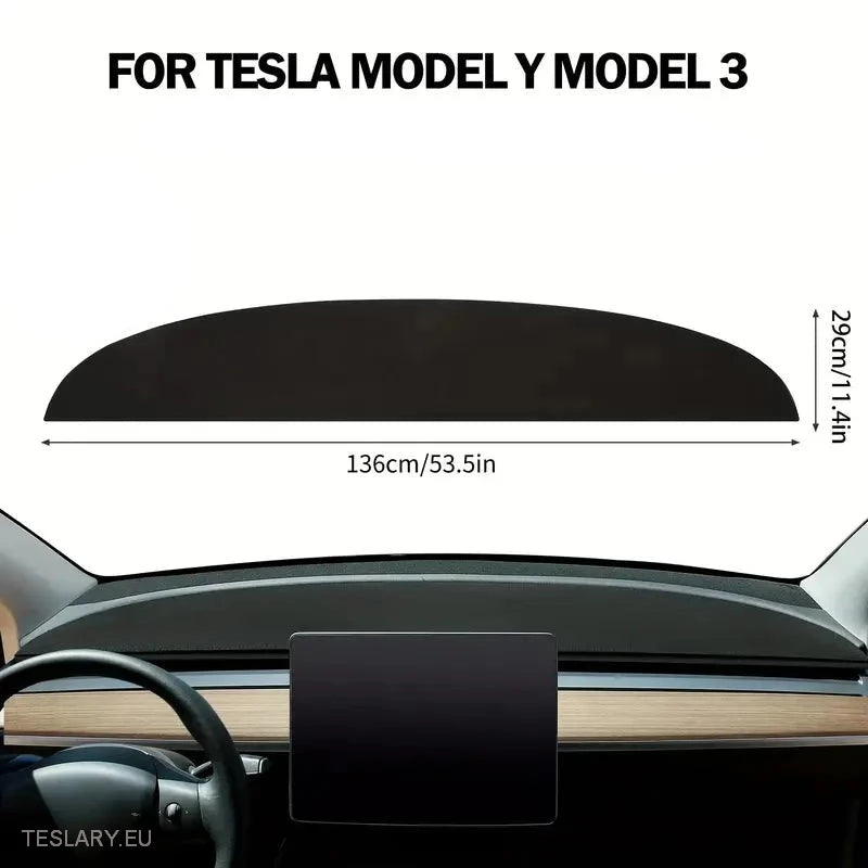 Tesla Model 3 / Y Suede Dashboard Cover with Logo -TESLARY.IE Tesla Shop Europe