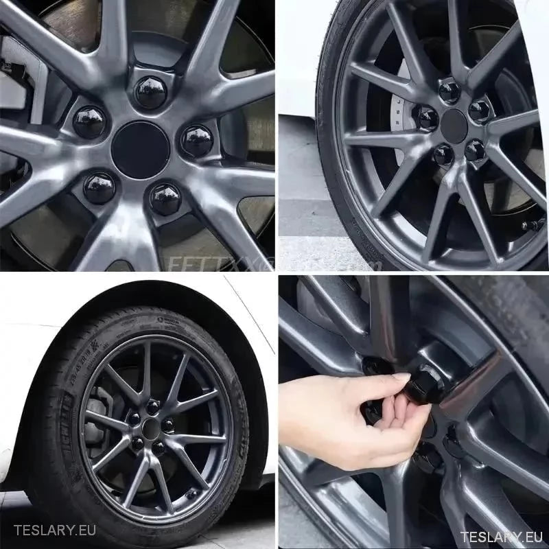 Decorative Lug Nut Cover Kits for Tesla 3/Y/S/X with Centre Cap Logo - TESLARY Tesla Shop Accessories Europe Nederlands Ireland Deutschland Espana Alicante France Italia