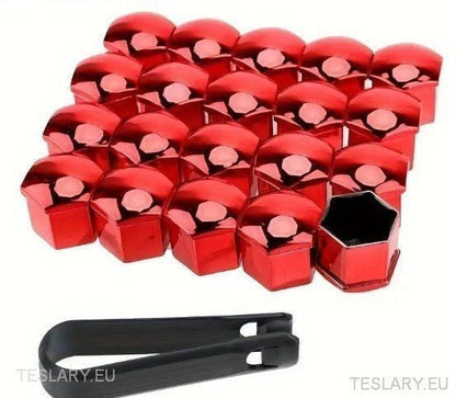 Decorative Lug Nut Cover Kits for Tesla 3/Y/S/X with Centre Cap Logo - TESLARY Tesla Shop Accessories Europe Nederlands Ireland Deutschland Espana Alicante France Italia