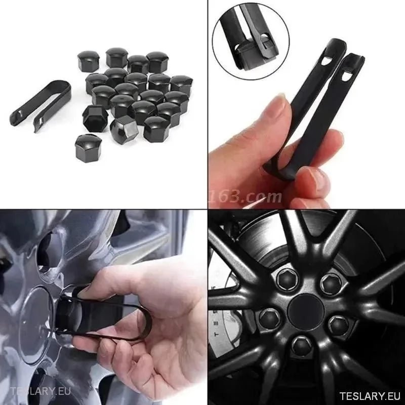 Decorative Lug Nut Cover Kits for Tesla 3/Y/S/X with Centre Cap Logo - TESLARY Tesla Shop Accessories Europe Nederlands Ireland Deutschland Espana Alicante France Italia