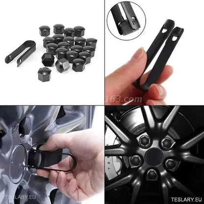 Decorative Lug Nut Cover Kits for Tesla 3/Y/S/X with Centre Cap Logo - TESLARY Tesla Shop Accessories Europe Nederlands Ireland Deutschland Espana Alicante France Italia