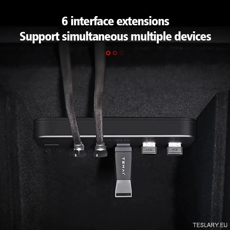 Docking Station For Tesla Model 3 Y USB Hub 27W Intelligent Fast Charging 6 in 2 Type - C Micro SD Model3 Modely 2021 - 2023 - TESLARY Tesla Shop Accessories Europe Nederlands Ireland Deutschland Espana Alicante France Italia