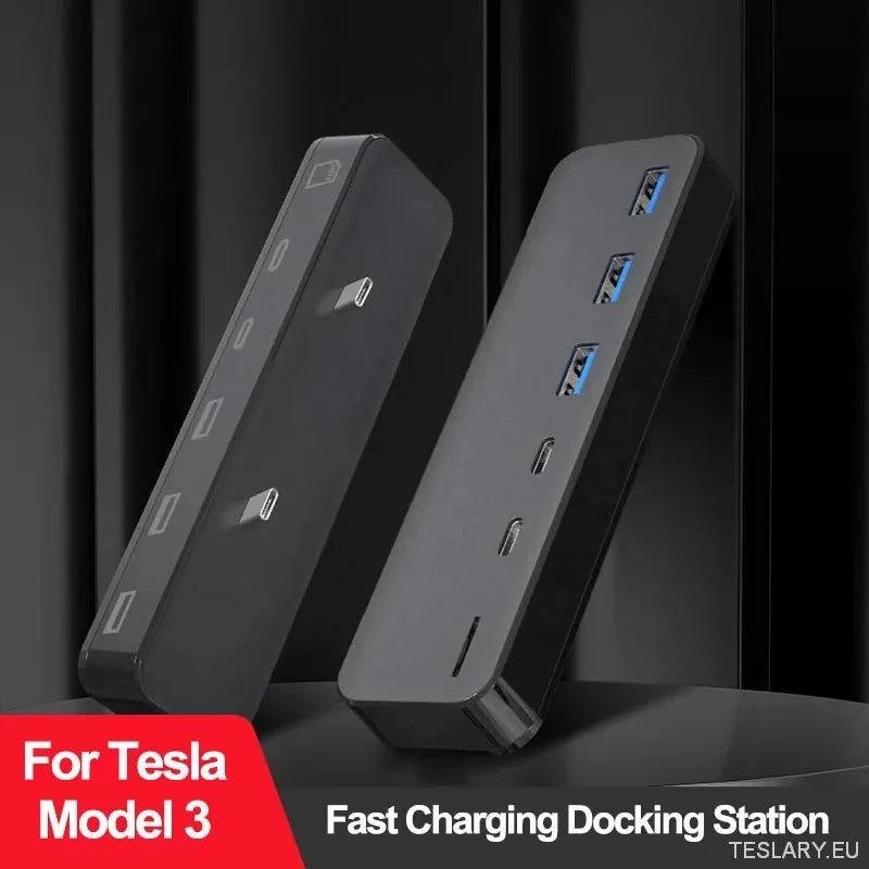 Docking Station For Tesla Model 3 Y USB Hub 27W Intelligent Fast Charging 6 in 2 Type - C Micro SD Model3 Modely 2021 - 2023 - TESLARY Tesla Shop Accessories Europe Nederlands Ireland Deutschland Espana Alicante France Italia
