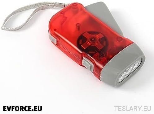 Emergency Portable Hand Crank Flashlight - Ideal for Car Emergency Kit - TESLARY Tesla Shop Accessories Europe Nederlands Ireland Deutschland Espana Alicante France Italia