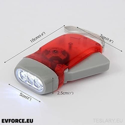 Emergency Portable Hand Crank Flashlight - Ideal for Car Emergency Kit - TESLARY Tesla Shop Accessories Europe Nederlands Ireland Deutschland Espana Alicante France Italia