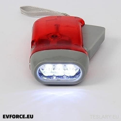 Emergency Portable Hand Crank Flashlight - Ideal for Car Emergency Kit - TESLARY Tesla Shop Accessories Europe Nederlands Ireland Deutschland Espana Alicante France Italia