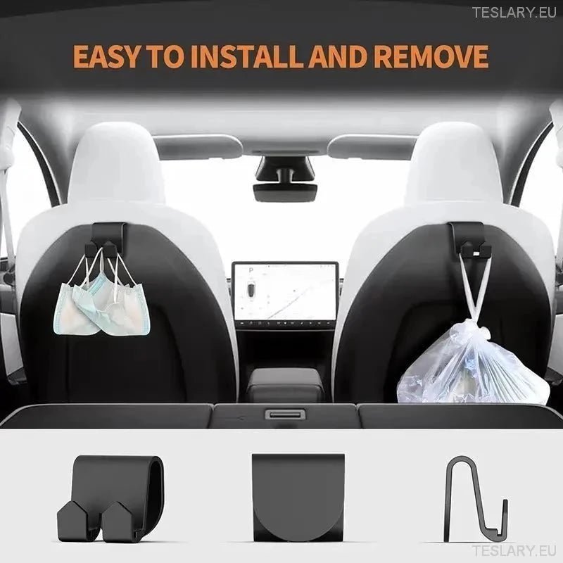 Front Seat Storage Hooks for Tesla Models 3 Y S X - TESLARY Tesla Shop Accessories Europe Nederlands Ireland Deutschland Espana Alicante France Italia
