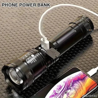 LED Zoom Flashlight and Mobile Powerbank - TESLARY Tesla Shop Accessories Europe Nederlands Ireland Deutschland Espana Alicante France Italia