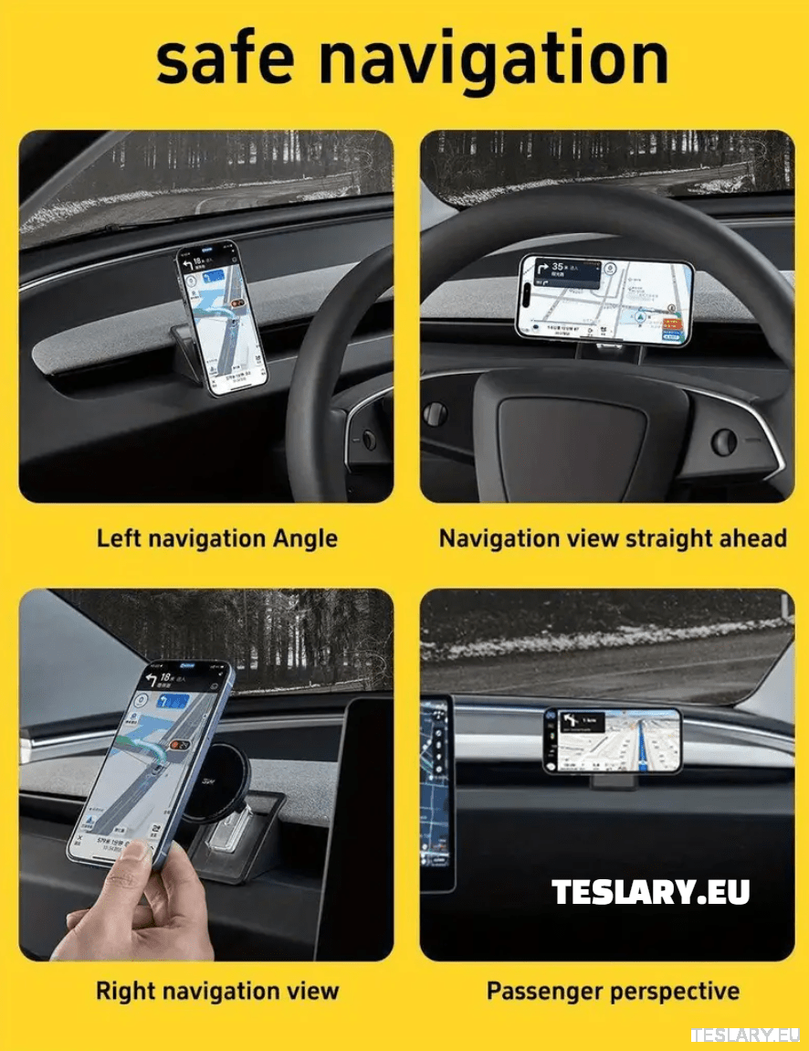 Magnetic Phone Holder for Tesla Models 3+ Highland - TESLARY Tesla Shop Accessories Europe Nederlands Dublin Cork Ireland Deutschland Espana Alicante France Italia