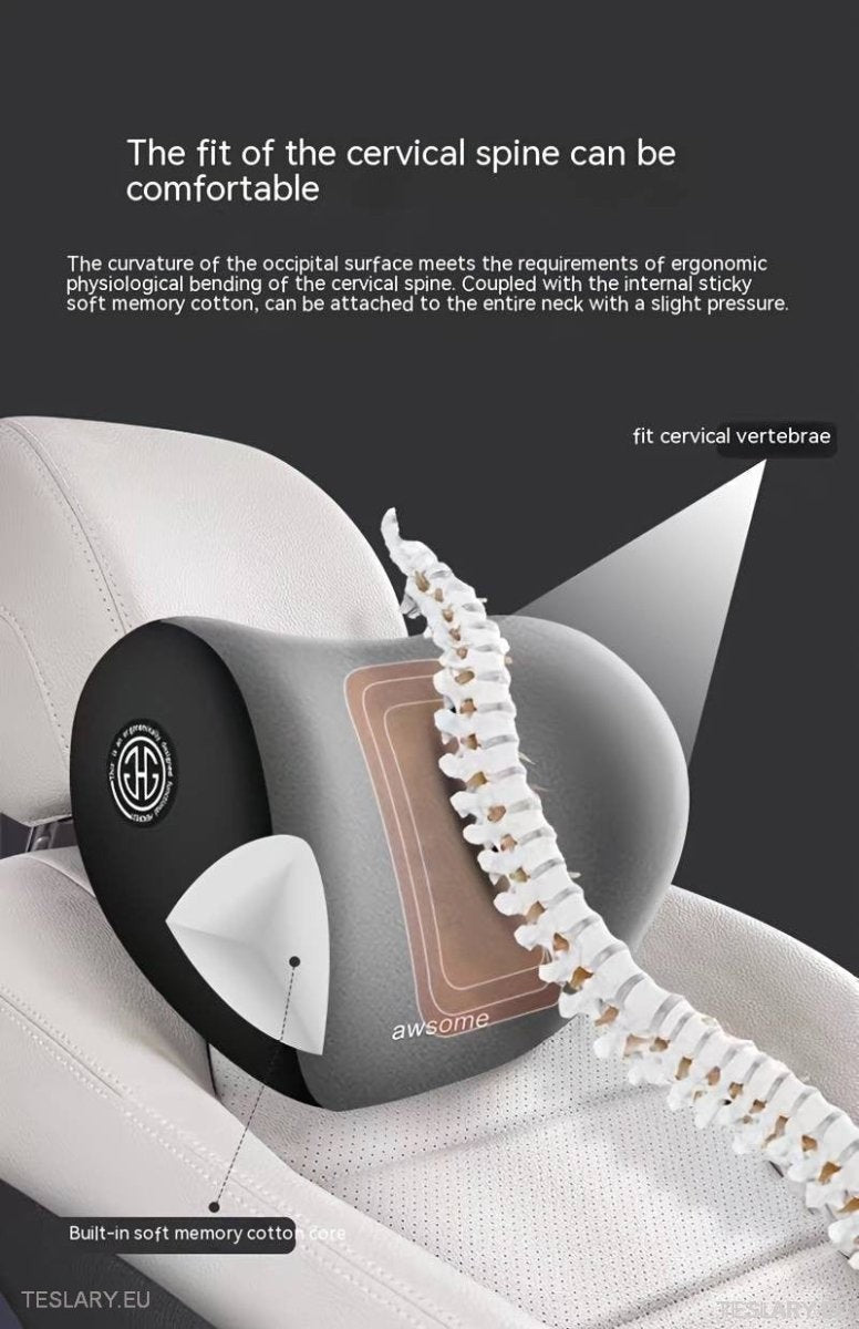 Memory Foam Neck Pillow & Back Support Cushion for All Tesla Models - TESLARY Tesla Shop Accessories Europe Nederlands Ireland Deutschland Espana Alicante France Italia