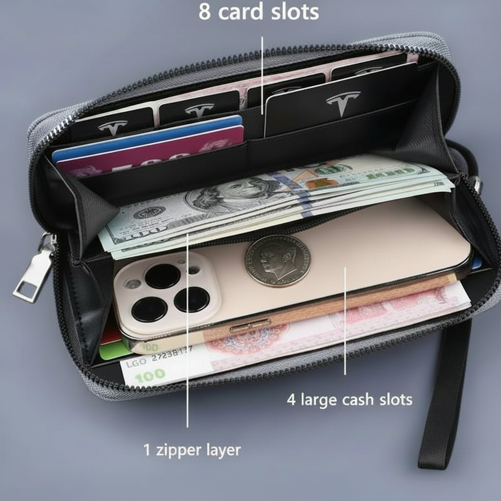 Mens or Ladies Luxury Multifunction Wallet Card Holder with Tesla Logo - Gift Series - TESLARY Tesla Shop Accessories Europe Nederlands Dublin Cork Ireland Deutschland Espana Alicante France Italia