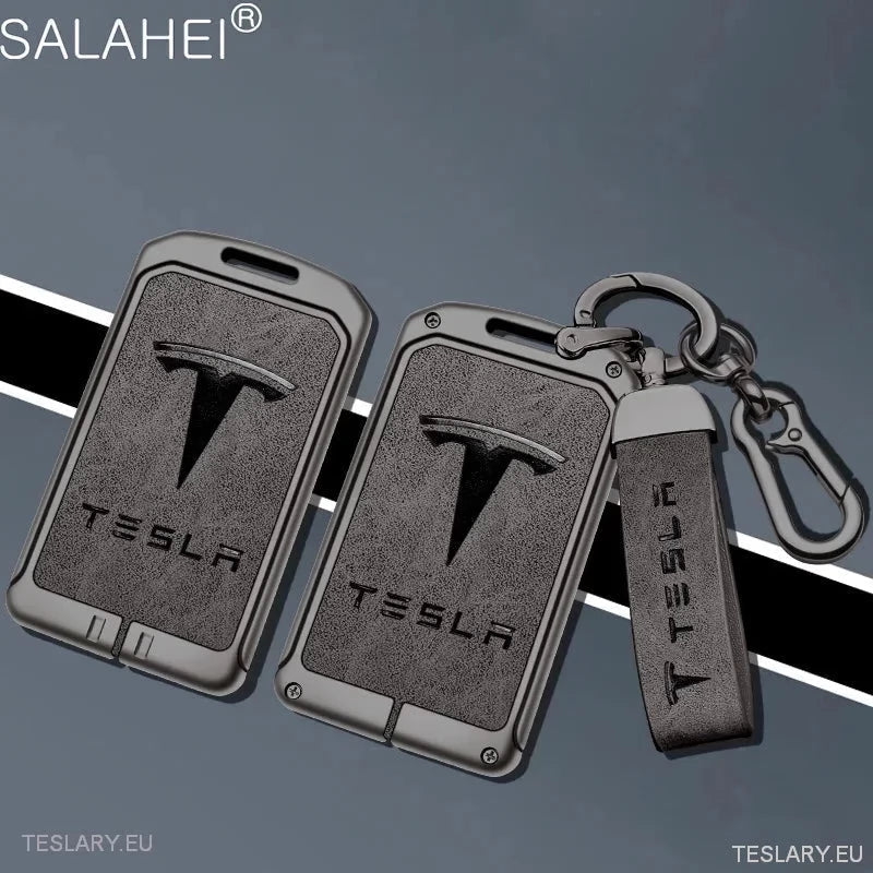 Metal Leather Key Case Cover for Tesla 3/Y RFID Key with Logo - TESLARY Tesla Shop Accessories Europe Nederlands Dublin Cork Ireland Deutschland Espana Alicante France Italia