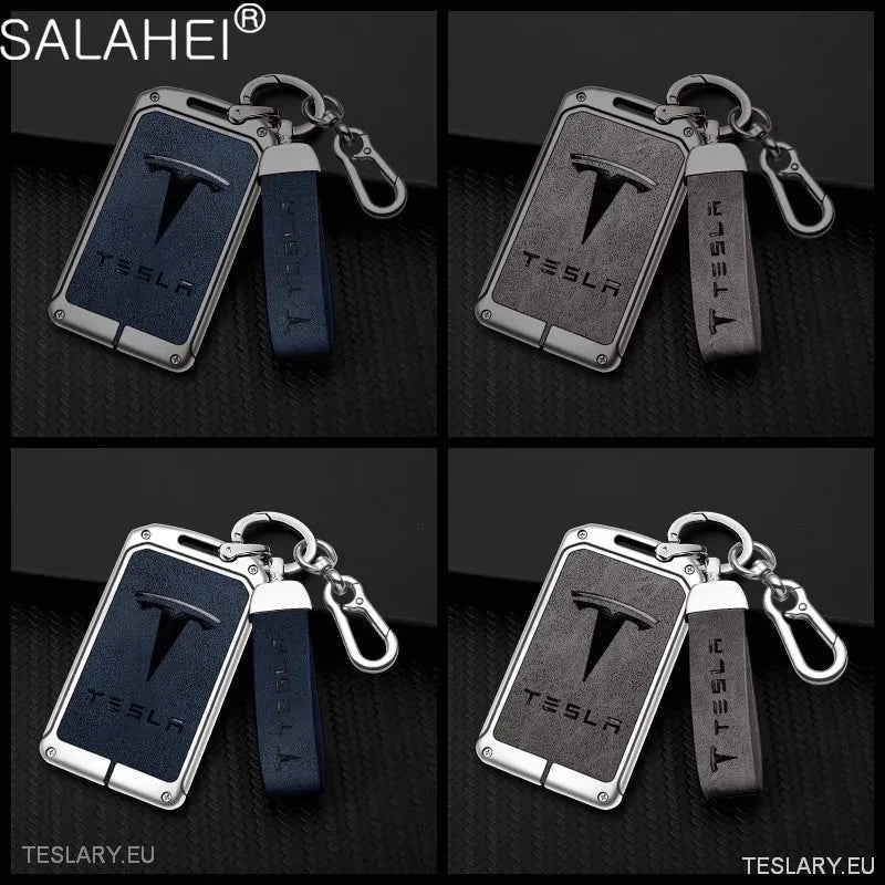 Metal Leather Key Case Cover for Tesla 3/Y RFID Key with Logo - TESLARY Tesla Shop Accessories Europe Nederlands Ireland Deutschland Espana Alicante France Italia