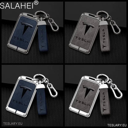 Metal Leather Key Case Cover for Tesla 3/Y RFID Key with Logo - TESLARY Tesla Shop Accessories Europe Nederlands Ireland Deutschland Espana Alicante France Italia