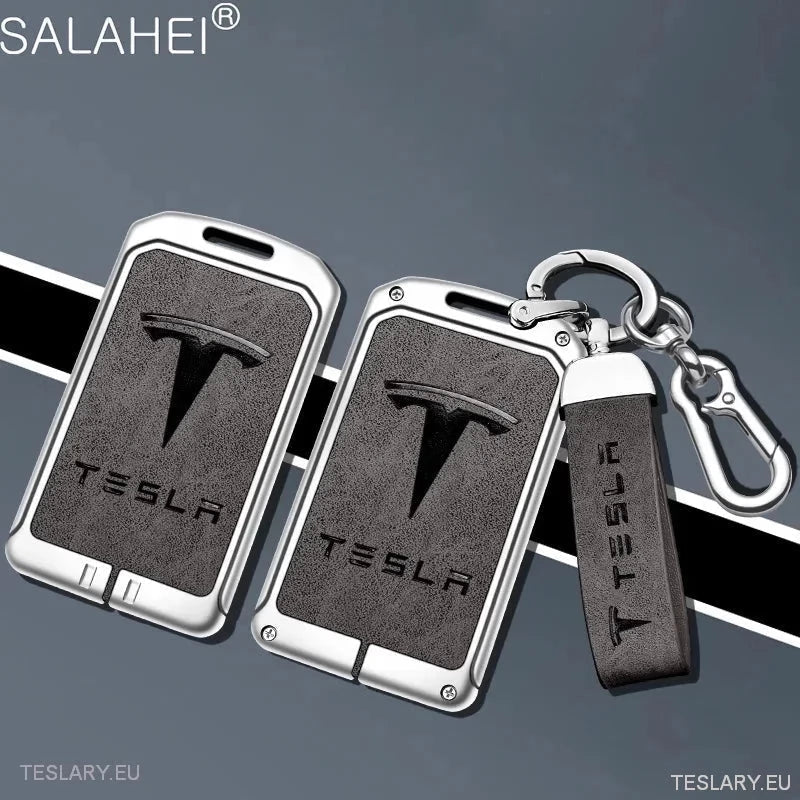 Metal Leather Key Case Cover for Tesla 3/Y RFID Key with Logo - TESLARY Tesla Shop Accessories Europe Nederlands Ireland Deutschland Espana Alicante France Italia