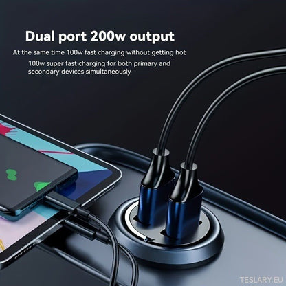 New Car - mounted Loop Mini Mobile Phone Car Charger PD + USB Fast Charging Hidden Flash Charge for Car Appliances - TESLARY Tesla Shop Accessories Europe Nederlands Ireland Deutschland Espana Alicante France Italia