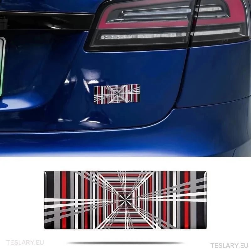 " PLAID " Logo 3D Dome Style Decal 11cm x 4cm - TESLARY Tesla Shop Accessories Europe Nederlands Ireland Deutschland Espana Alicante France Italia