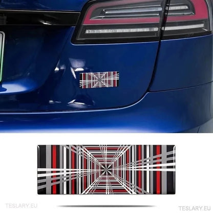 " PLAID " Logo 3D Dome Style Decal 11cm x 4cm - TESLARY Tesla Shop Accessories Europe Nederlands Ireland Deutschland Espana Alicante France Italia