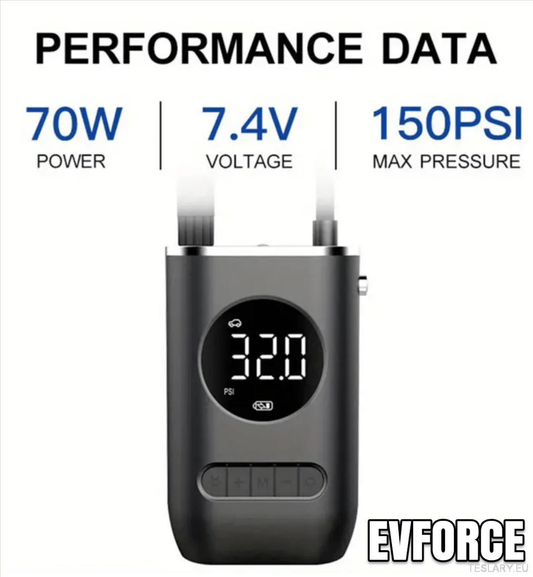 Portable Battery Powered Tyre Compressor for Tesla , BYD , MG & Other EVs - TESLARY Tesla Shop Accessories Europe Nederlands Dublin Cork Ireland Deutschland Espana Alicante France Italia