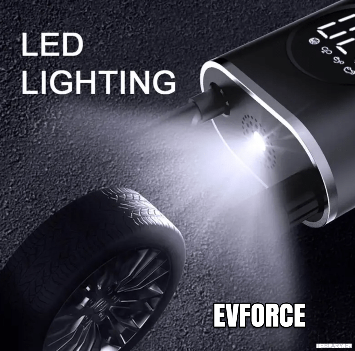 Portable Battery Powered Tyre Compressor for Tesla , BYD , MG & Other EVs - TESLARY Tesla Shop Accessories Europe Nederlands Dublin Cork Ireland Deutschland Espana Alicante France Italia