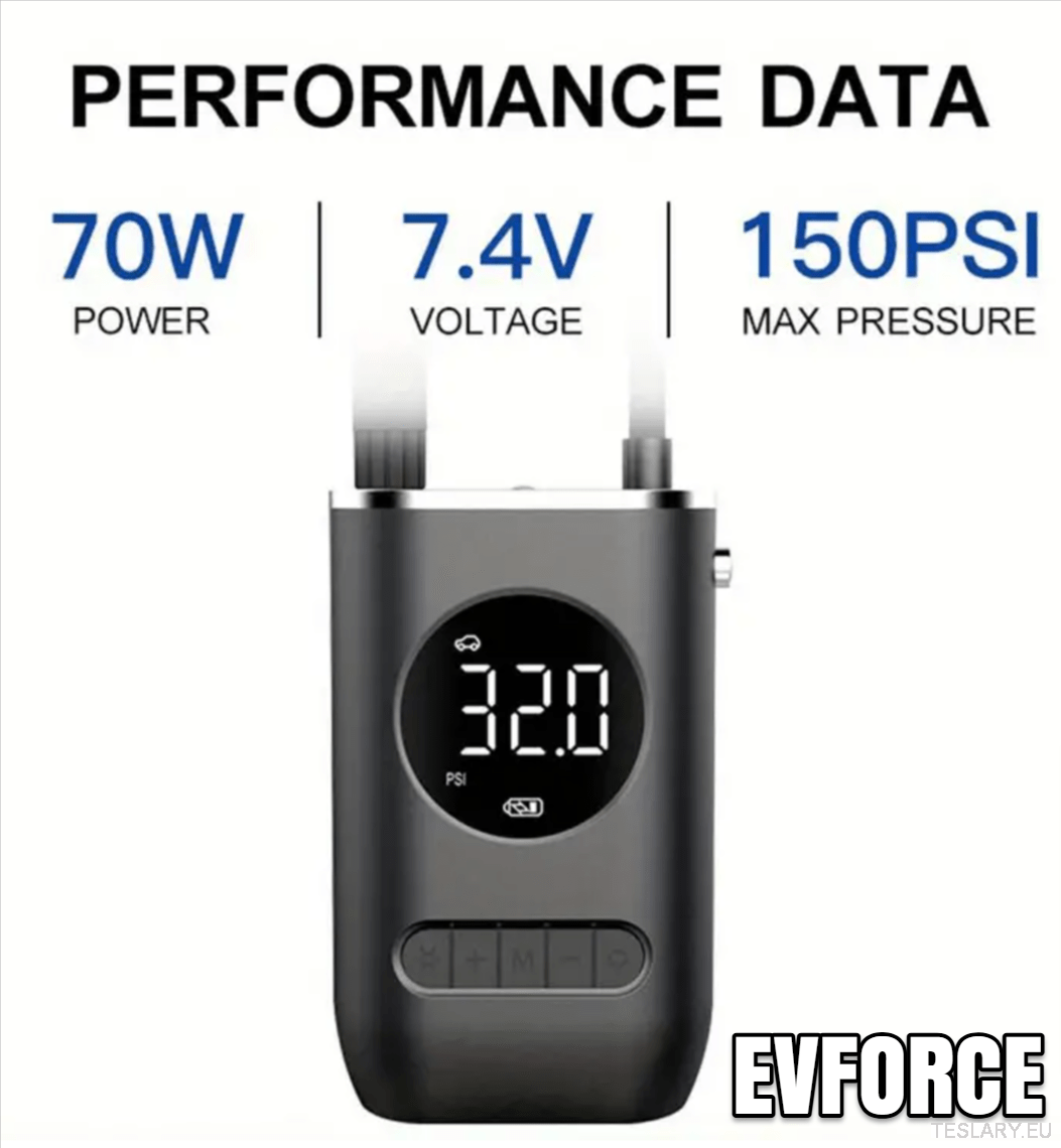 Portable Battery Powered Tyre Compressor for Tesla , BYD , MG & Other EVs - TESLARY Tesla Shop Accessories Europe Nederlands Dublin Cork Ireland Deutschland Espana Alicante France Italia