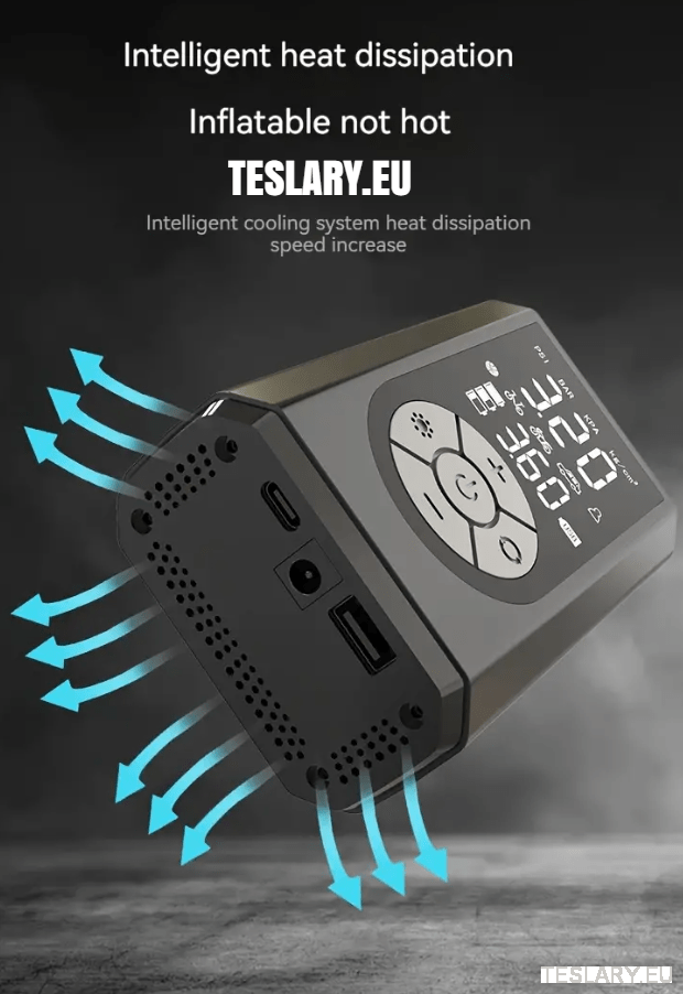 Portable Battery Powered Tyre Compressor for Tesla Model 3 Y S X - 2000Mah - TESLARY Tesla Shop Accessories Europe Nederlands Dublin Cork Ireland Deutschland Espana Alicante France Italia