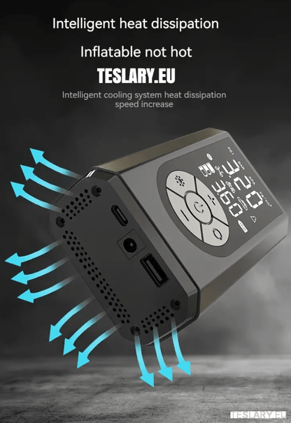 Portable Battery Powered Tyre Compressor for Tesla Model 3 Y S X - 2000Mah - TESLARY Tesla Shop Accessories Europe Nederlands Dublin Cork Ireland Deutschland Espana Alicante France Italia