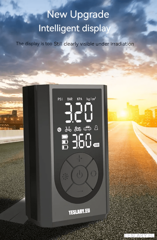 Portable Battery Powered Tyre Compressor for Tesla Model 3 Y S X - 2000Mah - TESLARY Tesla Shop Accessories Europe Nederlands Dublin Cork Ireland Deutschland Espana Alicante France Italia