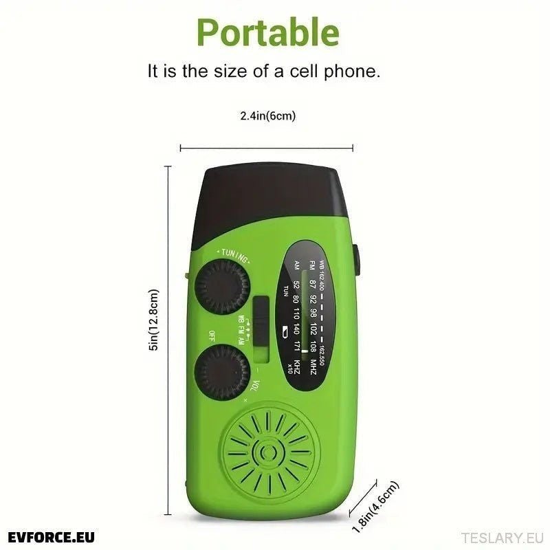 Portable Emergency Torch - Radio with Power Bank 2000mAh to Charge Phone - TESLARY Tesla Shop Accessories Europe Nederlands Ireland Deutschland Espana Alicante France Italia