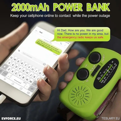 Portable Emergency Torch - Radio with Power Bank 2000mAh to Charge Phone - TESLARY Tesla Shop Accessories Europe Nederlands Ireland Deutschland Espana Alicante France Italia