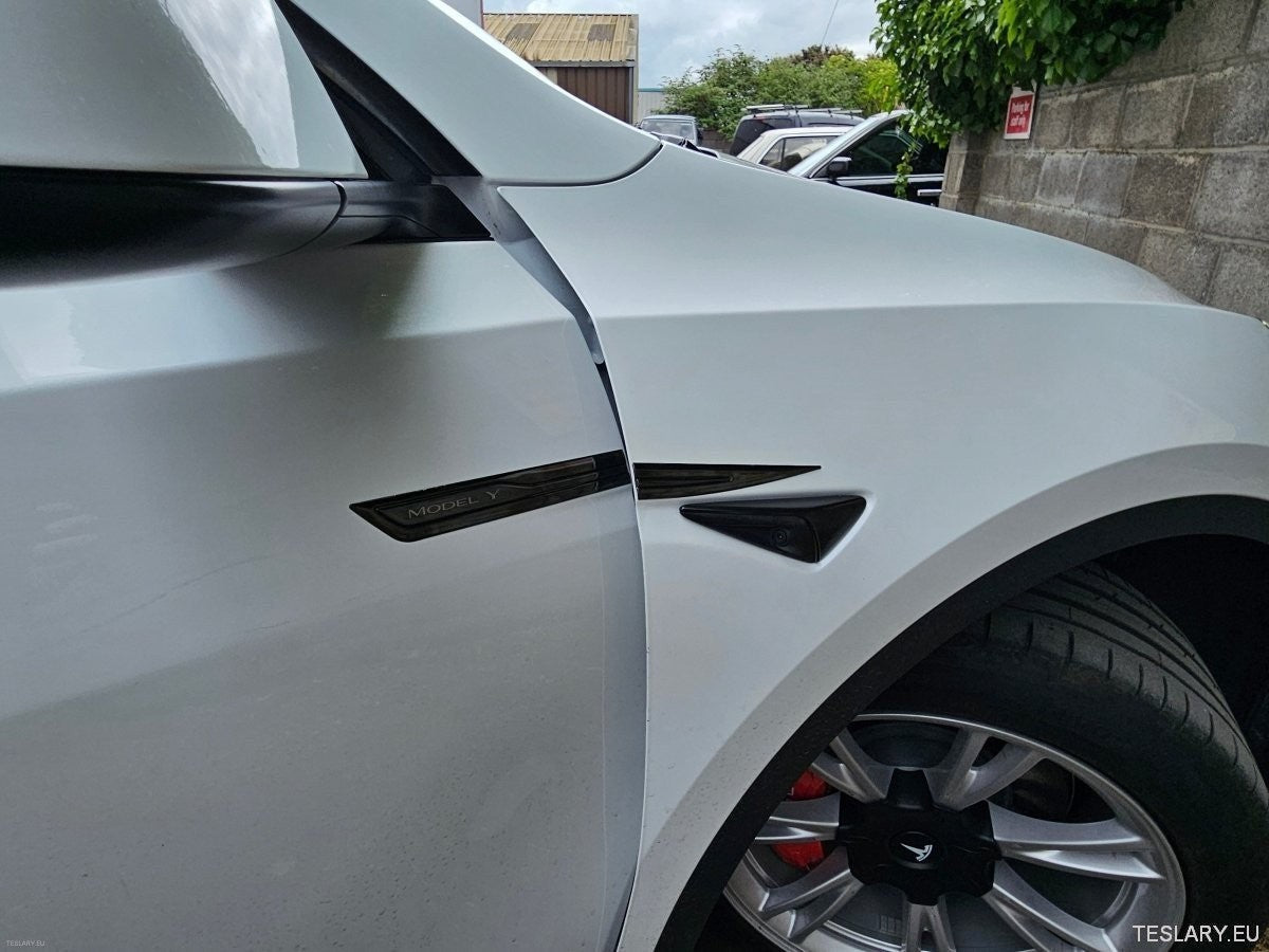 Premium Logo Decal Metal Door & Wing Stickers for Tesla 3 , Y & X - TESLARY Tesla Shop Accessories Europe Nederlands Ireland Deutschland Espana Alicante France Italia