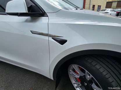 Premium Logo Decal Metal Door & Wing Stickers for Tesla 3 , Y & X - TESLARY Tesla Shop Accessories Europe Nederlands Ireland Deutschland Espana Alicante France Italia