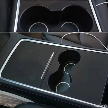Premium Suede Centre Console Cover for Tesla 3/Y - TESLARY Tesla Shop Accessories Europe Nederlands Ireland Deutschland Espana Alicante France Italia