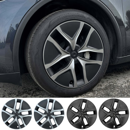 Matte Black  Silver Wheel Covers 19 for the New Tesla Model Y Juniper