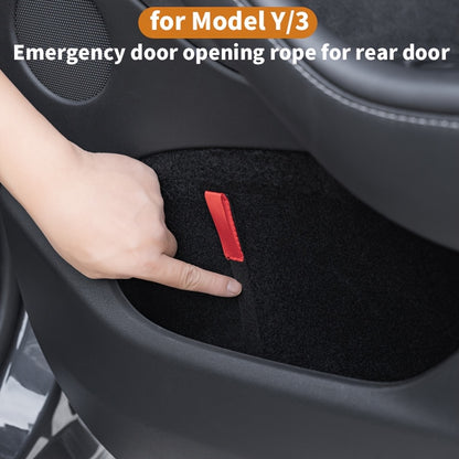 Tesla for Model Y3 Rear Door Emergency Safety Pull Rope  Red Handle  Black Car Interior Accessories Easy Install Emergency Door Unlocking Handle for Enhanced Safety  Convenience